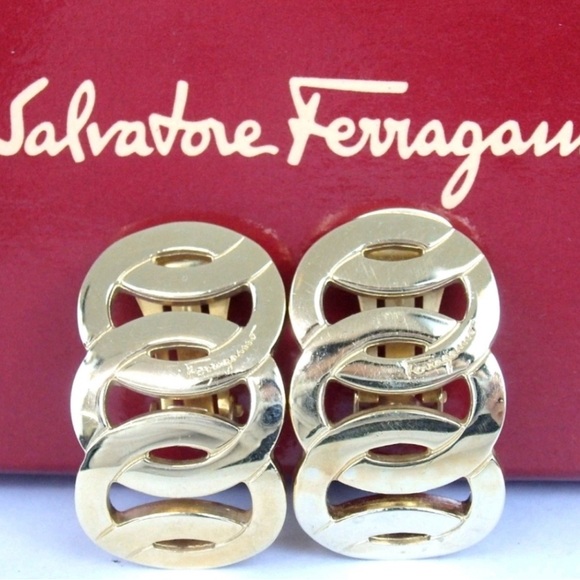 Salvatore Ferragamo Elegant Gold Loop Earrings - Picture 8 of 15